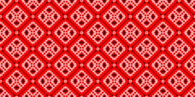 Geometrik süslemeli kusursuz vektör deseni, etnik stil, kimlik, vyshyvanka şeklinde Ukrayna süsü, baskı giysileri, web siteleri, afişler için nakış