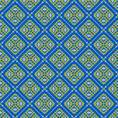 Geometrik süslemeli kusursuz vektör deseni, etnik stil, kimlik, vyshyvanka şeklinde Ukrayna süsü, baskı giysileri, web siteleri, afişler için nakış