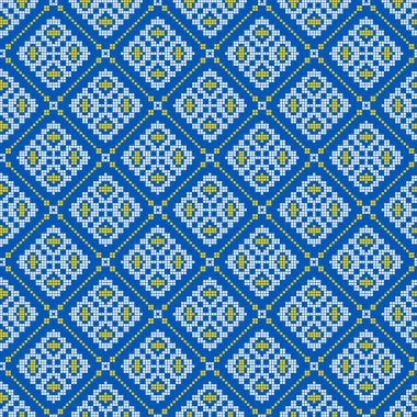 Geometrik süslemeli kusursuz vektör deseni, etnik stil, kimlik, vyshyvanka şeklinde Ukrayna süsü, baskı giysileri, web siteleri, afişler için nakış