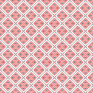 Geometrik süslemeli kusursuz vektör deseni, etnik stil, kimlik, vyshyvanka şeklinde Ukrayna süsü, baskı giysileri, web siteleri, afişler için nakış