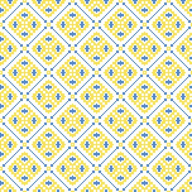 Geometrik süslemeli kusursuz vektör deseni, etnik stil, kimlik, vyshyvanka şeklinde Ukrayna süsü, baskı giysileri, web siteleri, afişler için nakış