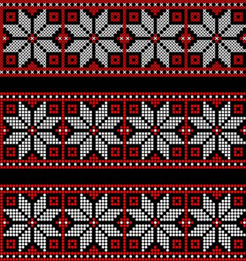 Etnik tarz, kimlik, vyshyvanka gibi Ukrayna süslemelerinin vektör illüstrasyonu, baskı giysileri, web siteleri, afişler için nakış. Arkaplan.