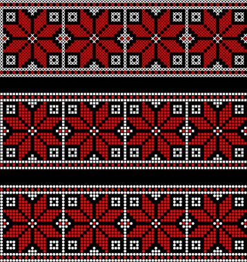 Etnik tarz, kimlik, vyshyvanka gibi Ukrayna süslemelerinin vektör illüstrasyonu, baskı giysileri, web siteleri, afişler için nakış. Arkaplan.