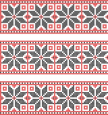 Etnik tarz, kimlik, vyshyvanka gibi Ukrayna süslemelerinin vektör illüstrasyonu, baskı giysileri, web siteleri, afişler için nakış. Arkaplan.