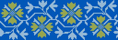 Etnik tarz, kimlik, vyshyvanka, desenli giysiler, web siteleri, afişler gibi Ukrayna çiçek süslerinin vektör çizimi. Geçmişi. Geometrik tasarım, sınır, kopyalama alanı, çerçeve