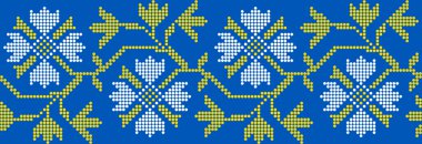 Etnik tarz, kimlik, vyshyvanka, desenli giysiler, web siteleri, afişler gibi Ukrayna çiçek süslerinin vektör çizimi. Geçmişi. Geometrik tasarım, sınır, kopyalama alanı, çerçeve