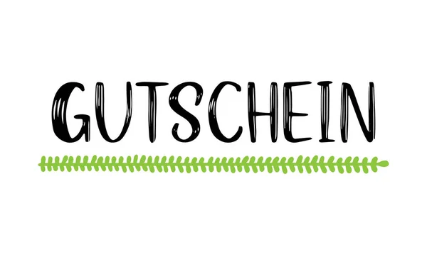 Çizimi Gutschein Kelimesi Almanca Pankart Olarak Çizilmiş Tercüme Edilmiş Hediye — Stok Vektör