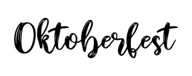 Elle çizilmiş Oktoberfest kelimesi başlık ya da logo olarak. Münih bira festivalinin temsilcisi, Ekim Festivali. Çizilmiş harfler 