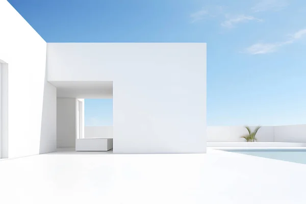 Przestronna Panorama Minimalistyczna Biała Przestrzeń Jako Tło Lub Baner Kolumnami — Zdjęcie stockowe
