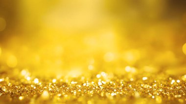 Altın parıltılarıyla soyut bir arka plan. Altın metal parıltıları olan asgari cazibeli bir arka plan. Noel afişi veya arkaplan.