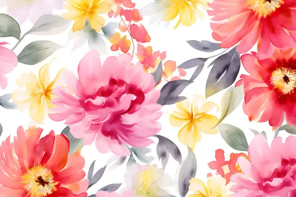 pembe çiçekli suluboya seamless modeli