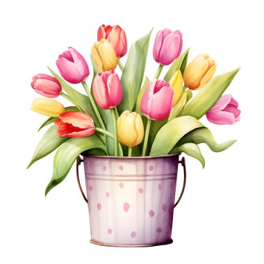 Renkli lalelerin suluboya çizimi