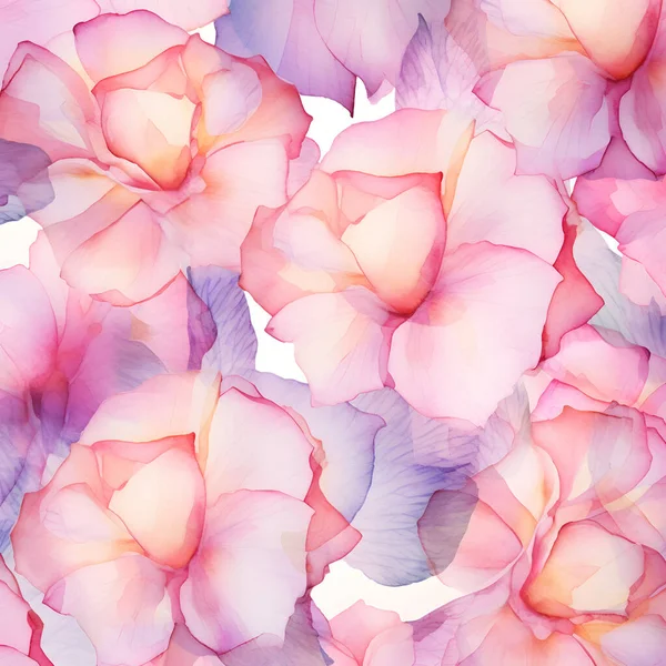 Sommer Blühende Zarte Rosen Muster Blühende Aquarellblumen Festlichen Hintergrund — Stockfoto