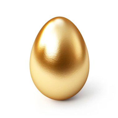 Paskalya altın yumurtası beyaza izole edilmiş. 