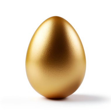 Beyaz üzerine izole edilmiş bir altın yumurta. 