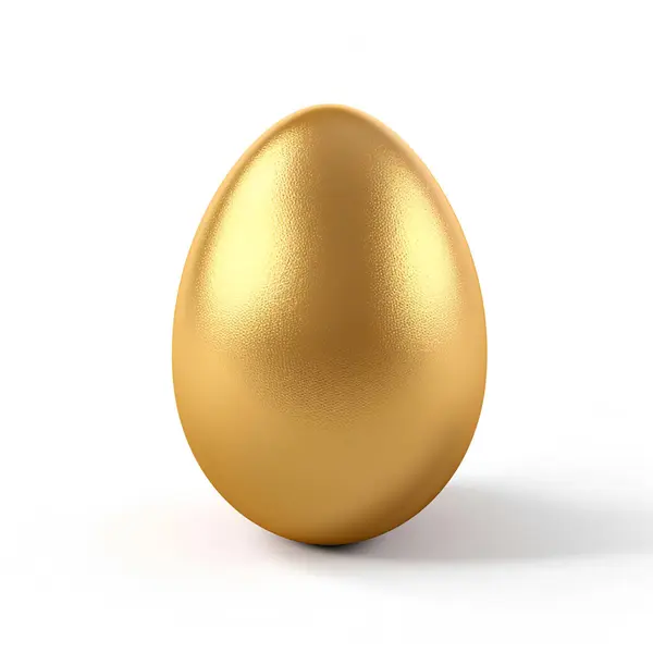 Beyaz üzerine izole edilmiş bir altın yumurta.