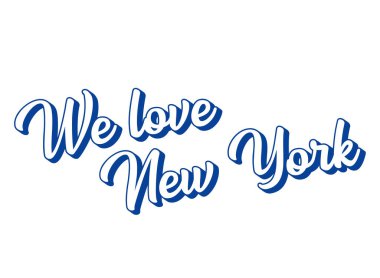 El çizimi. New York kelimelerini severiz. Poster, etiket, el ilanı, başlık, kart, giysi için 3B modern veya eski harf.
