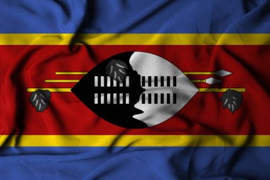 Sallanan kumaş dokusuyla seçici odaklı eswatini bayrağı. 3B illüstrasyon