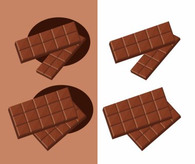 Beyaz üzerine koyu çikolata seti. Yol kavramı vektör illüstrasyonu kırpılıyor