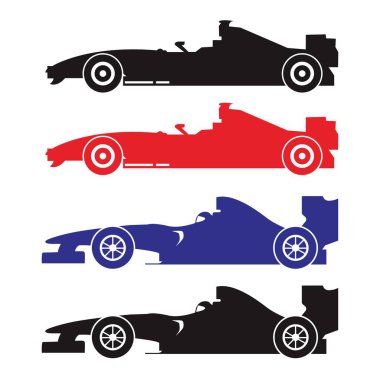 Formula yarış arabası, soyut vektör siluet kenar görünümü. beyaz arkaplan