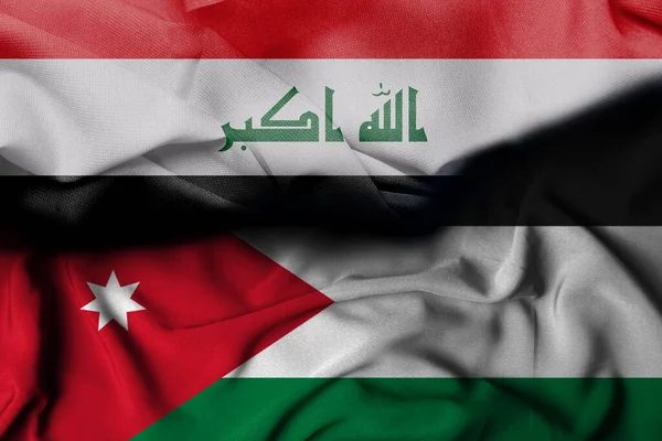 Iraqi flag illustration combines jordan flag, decoration background. 3d illustration