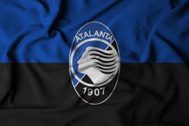Atalanta BC 'nin seçici odak logosu, Bergamo, Lombardy merkezli İtalyan profesyonel futbol kulübüdür. 3B illüstrasyon