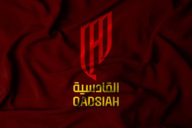 pringsewu, Lampung; September 12, 2024; selective focus texture logo flag of QADSIAH, Arabian league football club. 3d illustration clipart