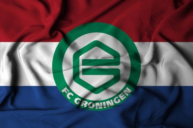 pringsewu, Lampung 13 September 2024 flag logo texture selective focus FC GRONINGEN, Dutch league football club. 3d illustration clipart