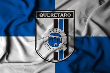 Pringsewu, Lampung 18 Ekim 2024 Futbol kulübü Queretaro liga MX 'in seçici odak noktası logosu. 3B illüstrasyon