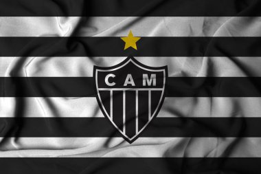 Pringsewu, lamba 30 Ekim 2024; CAM futbol kulübü, seçici odak logosu arka plan Brezilya Serie A Şampiyonası.