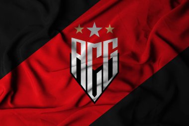 Pringsewu, lamba 30 Ekim 2024; atltico goianiense futbol kulübü, seçici odak logosu dokusu Brezilya Serie A Şampiyonası.