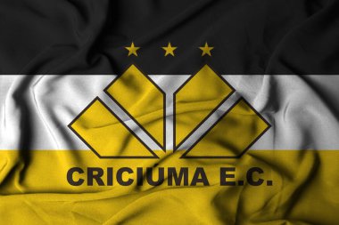 Pringsewu, lamba 30 Ekim 2024; Criciuma futbol kulübü, seçici odak logosu arka plan Brezilya Serie A Şampiyonası.