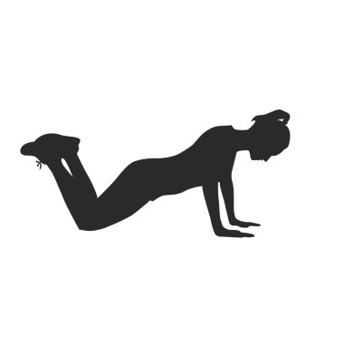 Arka bacaklarıyla şınav çeken bir kızın silueti beyazlar içinde izole bir şekilde yükseliyor.