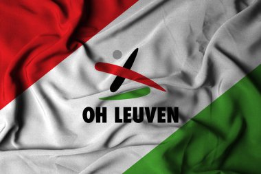 pringsewu, lampung December 7, 2024; OH LEUVEN football club, selective focus logo flag texture background, Belgian Pro League championship. clipart