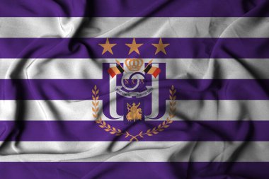 pringsewu, lampung December 7, 2024; anderlecht football club, selective focus logo flag texture background, Belgian Pro League championship. clipart