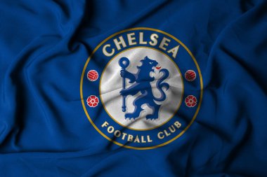 Pringsewu, Lampung; 5 Ekim 2024; Chelsea futbol kulübü seçici odak noktası logo dokusu arka planı, 3D illüstrasyon