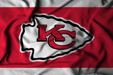 Pringsewu, Lampung; January 05, 2025; texture of a waving flag with the logo of the NFL American football Team Kansas City Chiefs, United States. 3D illustration clipart