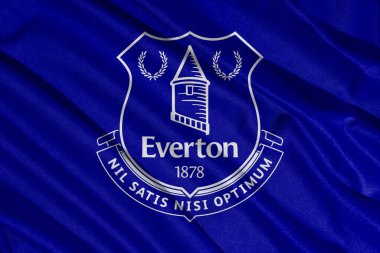 Pringsewu, lamba 11 Ocak 2025, İngiltere Futbol Ligi 'nin dalgalı kumaş dokusuna sahip futbol kulüplerinden Everton' a yakın çekim.