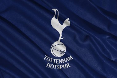 Pringsewu, lamba 11 Ocak 2025; Tottenham Hotspur futbol kulübü, dalgalı kumaş dokusu olan İngiliz ligi kulüplerinden biri.