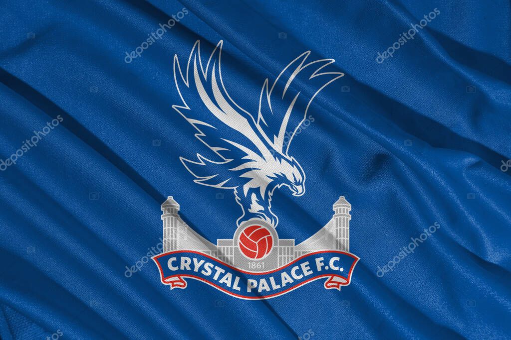 Pringsewu, lampung january 11, 2025; closeup of Crystal Palace football club, one of the English league football clubs that has a wavy fabric texture