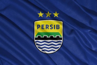 pringsewu, lampung; January 20, 2025; Indonesian League 1 football club flag logo Persib Bandung with textured fabric clipart