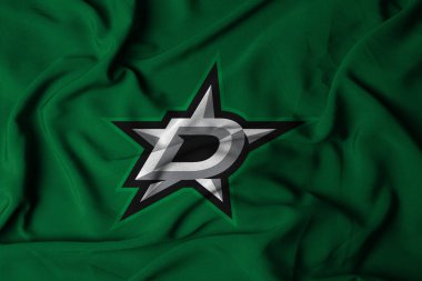 pringsewu, lampung; February 1, 2025; Texture of the National Hockey League Dallas Stars flag logo, an NHL hockey team. 3D illustration clipart