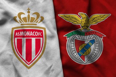 Pringsewu, Lampung; 4 Şubat 2025; AS Monaco futbol kulübü logosu kumaşı SL Benfica, konsept çizimi