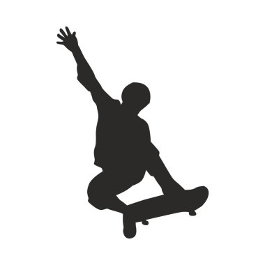 Havada kaykay yapan bekar bir adamın siluet simgesi