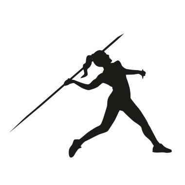 Mızrağın ortasındaki kadın atlet silueti.
