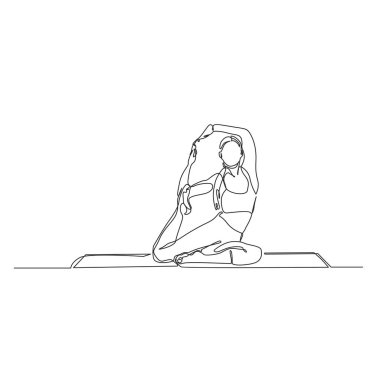 Deniz kızı yogası yapan genç bir kadının çizimleri.