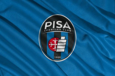 Pringsewu, Lampung 08 Mayıs 2025; İtalyan Serie B futbol kulübü Pisal 'ın bayrak logosunun arka plan dokusu. 3B illüstrasyon