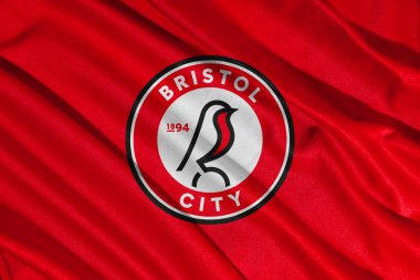 Pringsewu, lamba 25 Mayıs 2025, efl şampiyonasında Bristol City futbol kulübü logosu seçici odak noktası, 3d illüstrasyon