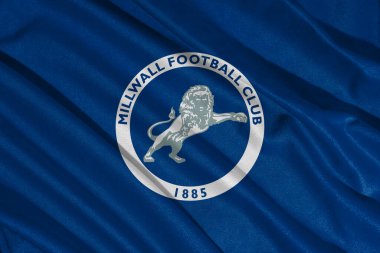 Pringsewu, lamba 25 Mayıs 2025; efl şampiyonasında Millwall futbol kulübü logosu seçici odak noktası, 3d illüstrasyon