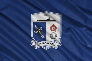 Pringsewu, lamba 25 Mayıs 2025; Barrow futbol kulübünün logosunun deseni 2 efl, 3 boyutlu illüstrasyon